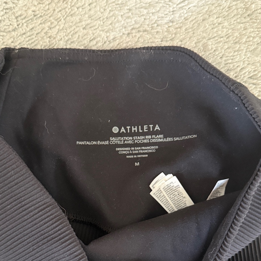 Athleta Black Ribbed Flare Pants